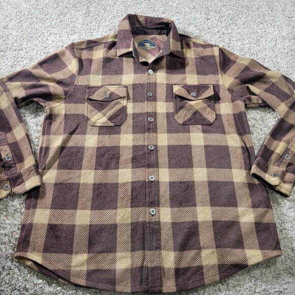 Freedom Foundry Flannel Shirt Mens Large Brown Plaid Button Up Long Sleeve - Picture 7 of 7